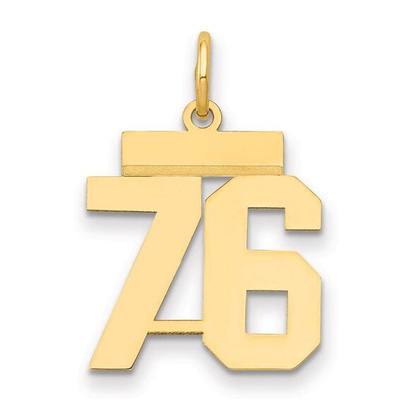 14k Yellow Gold Athletic Collection Small Polished Number 76 Pendant
